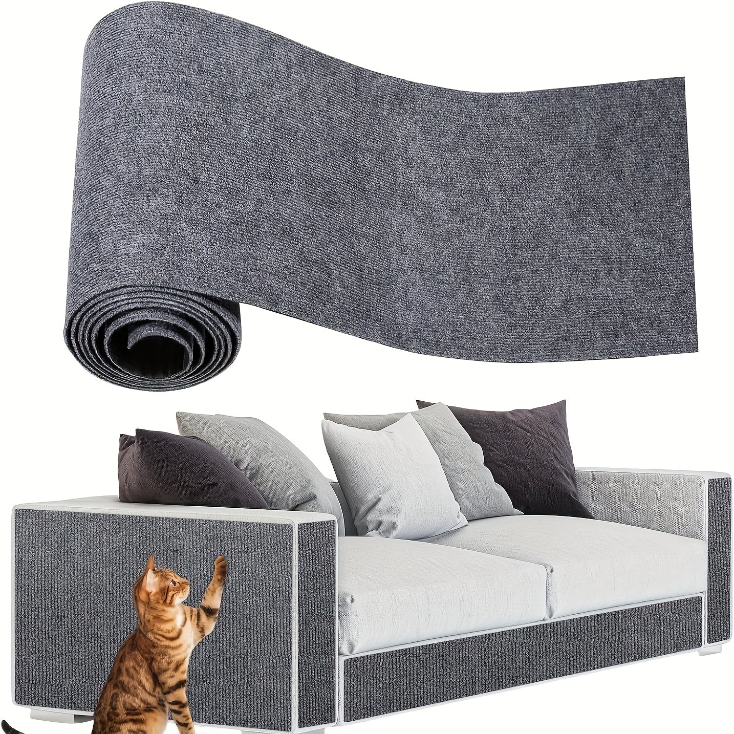 Kattenkrabpaal Kattenkrabmat Zelfklevend Polyester Materiaal - Multi-Size Pakket Veelzijdig en Duurzaam Kattenkrabplank, Interactieve Kattenklimmat Kattenkrabstickers voor Thuisgebruik Perfect Cadeau voor Uw Kat