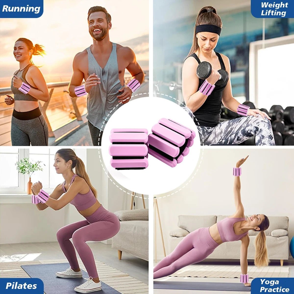 1 lb verstelbare siliconen pols- en enkelgewichten voor fitness, yoga en wandelen