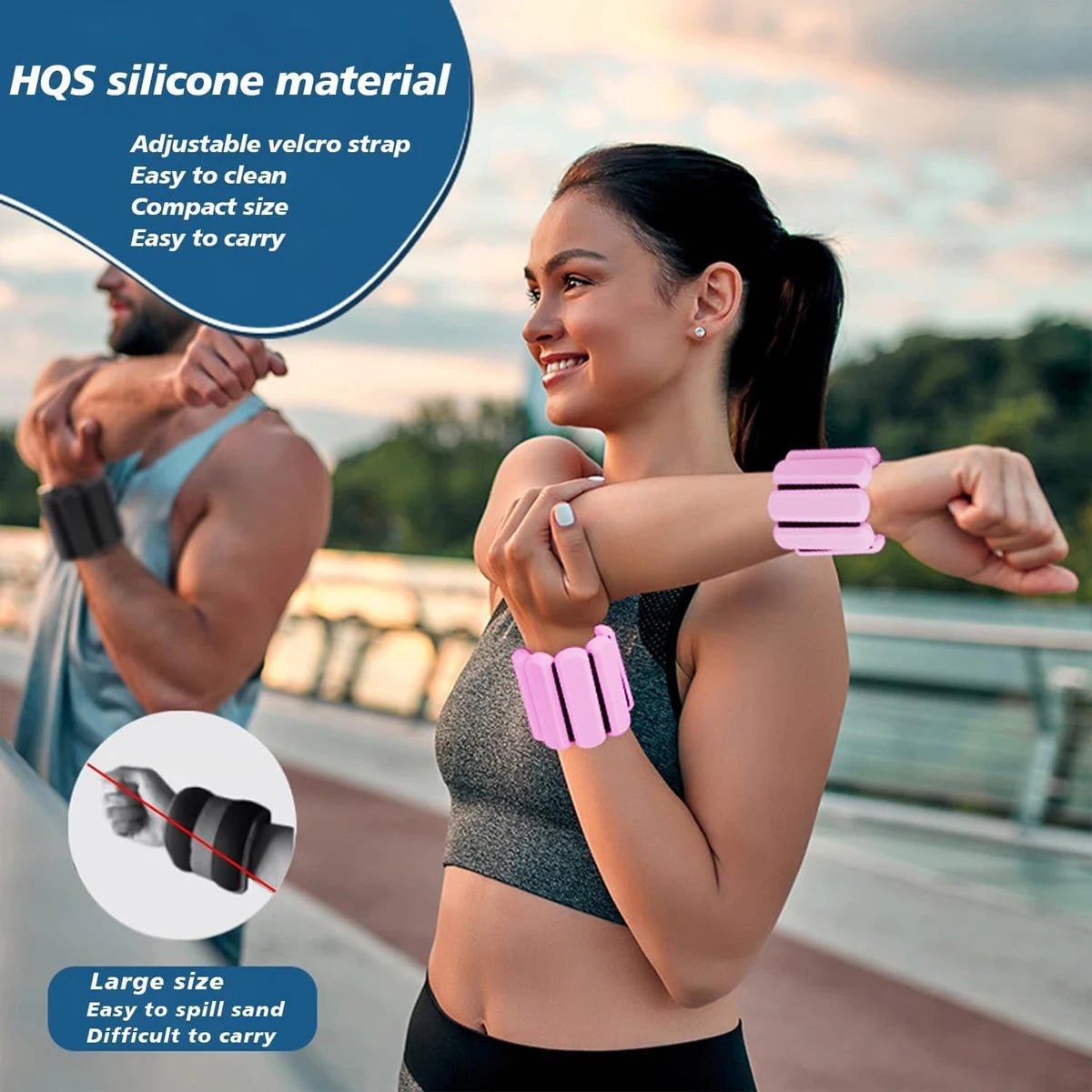 1 lb verstelbare siliconen pols- en enkelgewichten voor fitness, yoga en wandelen