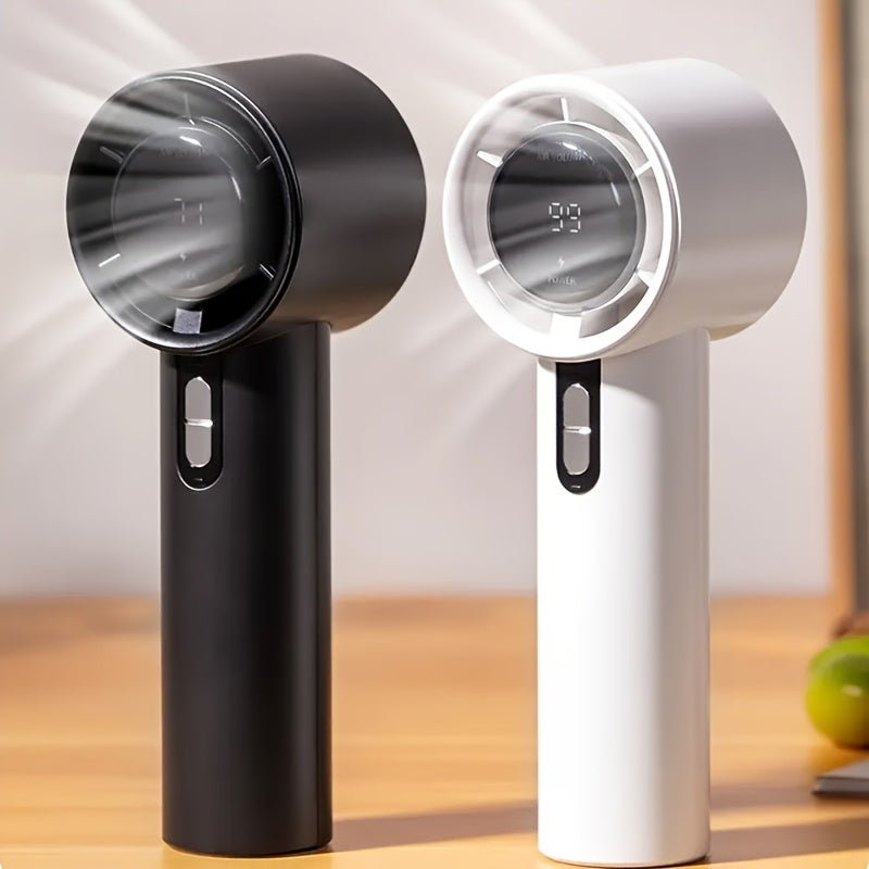 Compacte USB-oplaadbare handventilator met 100 snelheden en draagkoord