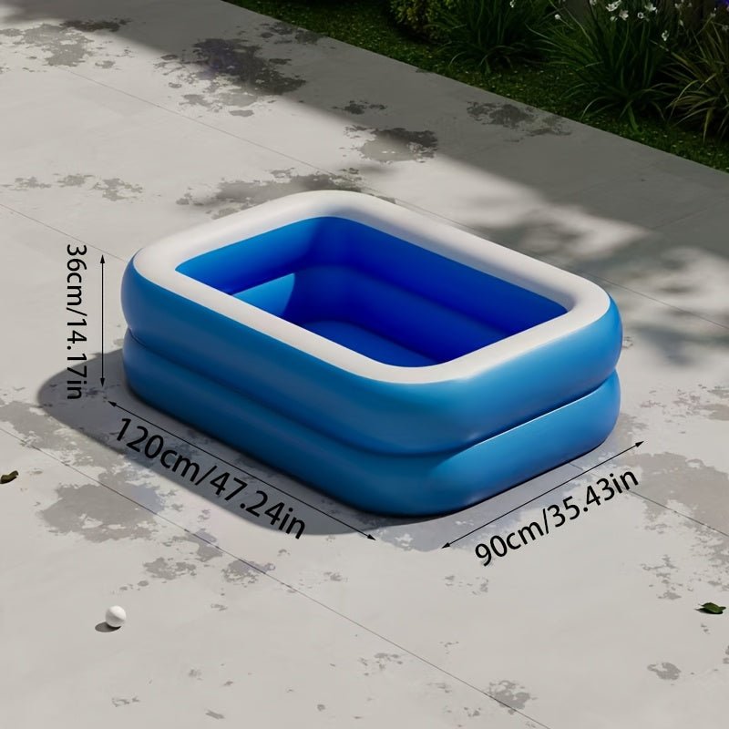 Opblaasbaar familiezwembad verkrijgbaar in drie maten voor tuin, terras en zomerse waterpret met het hele gezin