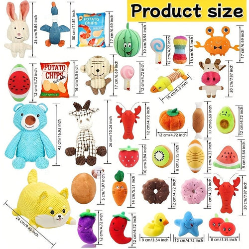 10-delige honden knuffelspeelgoed set met piepende knuffels, touwspeelgoed en kleurrijke cartoonfiguren voor kleine honden