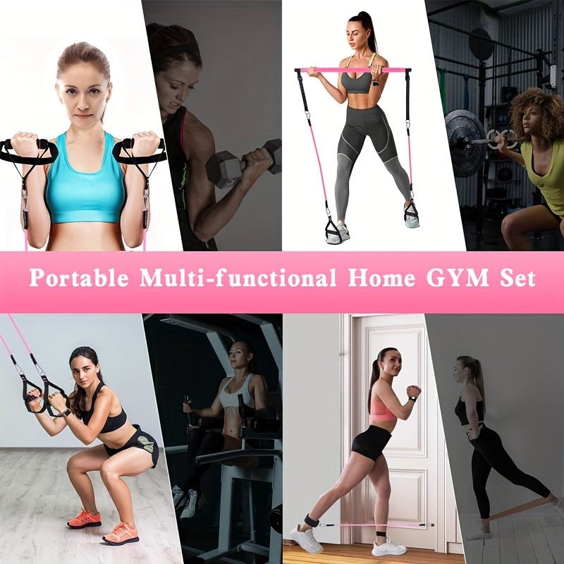 12-delige Pilates Bar Kit met weerstandsbanden voor full-body training, yoga, squats en thuisfitness