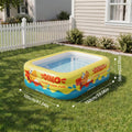 3-laags rechthoekig opblaasbaar familiezwembad van PVC met dinosaurusdesign voor tuin en zomerse waterpret