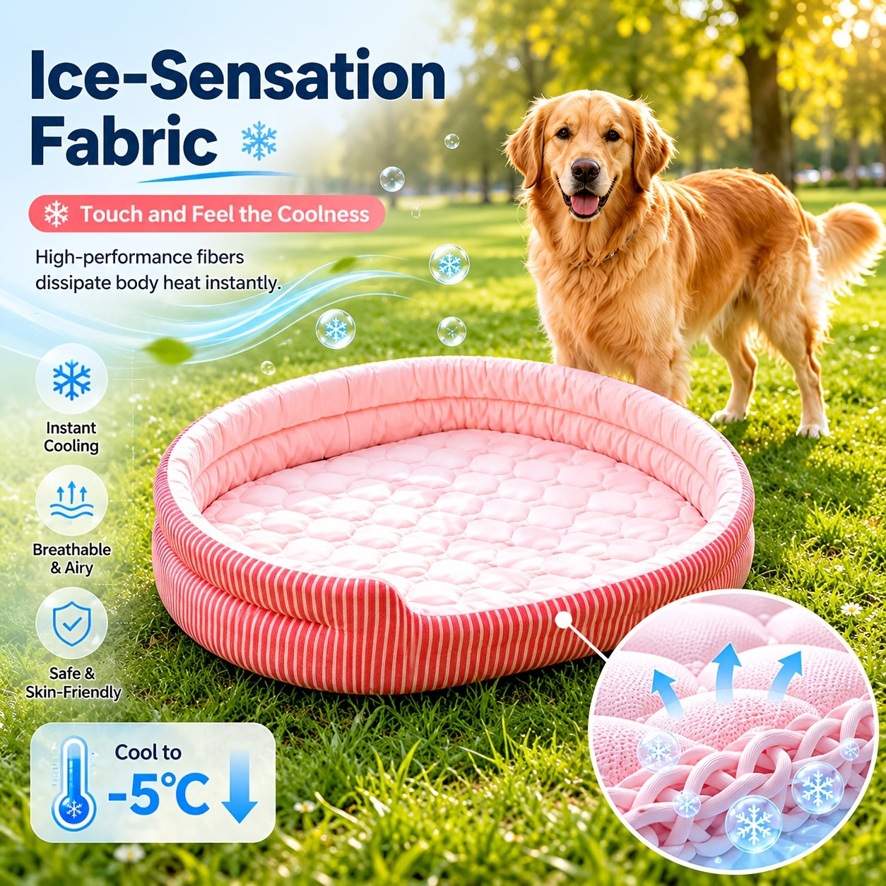 Een zacht en comfortabel ijszijdeachtig geometrisch cirkelpatroon kat- en hondenbed, met een uniek ontwerp met een groot cirkelpatroon, biedt een vredig slaapgebied voor katten en kleine honden - een universeel hondenmandje geschikt voor gebruik in de zo
