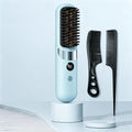 2-in-1 draadloze haarstyler borstel met stijltang, krulborstel en LED-display
