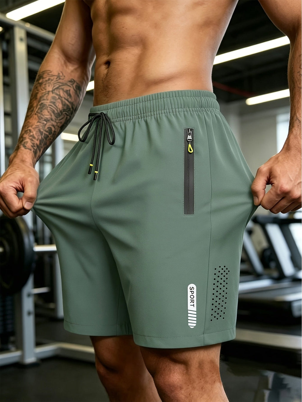 2-pack heren sportshorts met ademende sneldrogende stof, ritszakken en reflecterende details