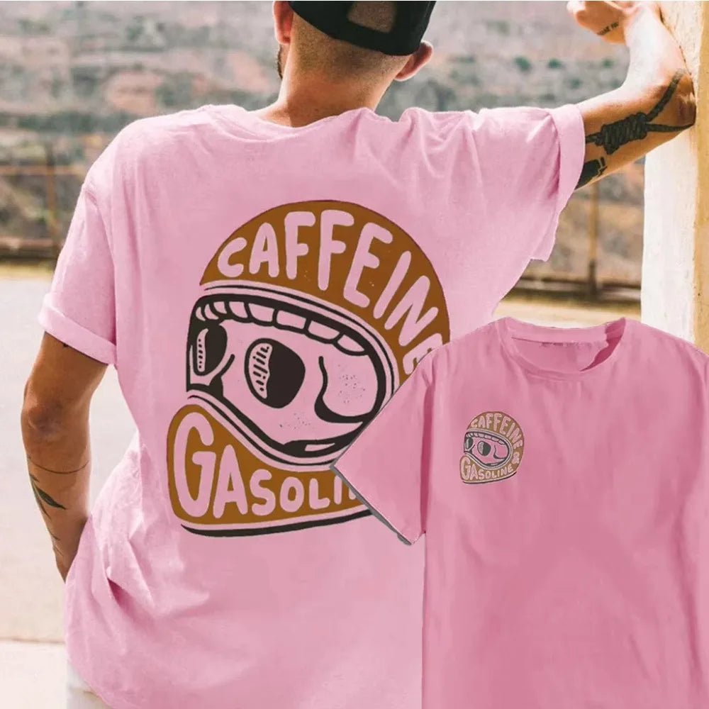 Heren katoenen T-shirt met ronde hals en moderne print