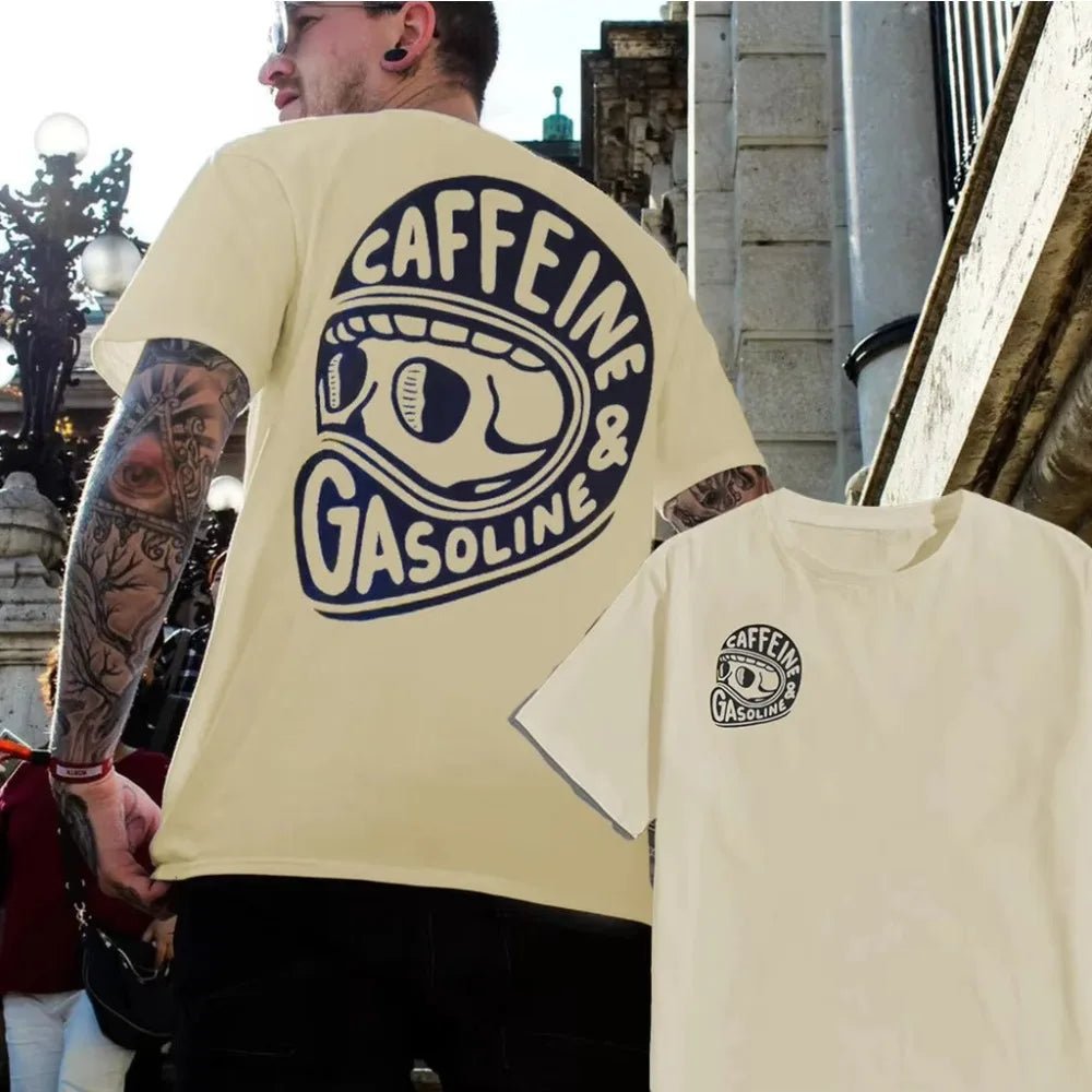 Heren katoenen T-shirt met ronde hals en moderne print