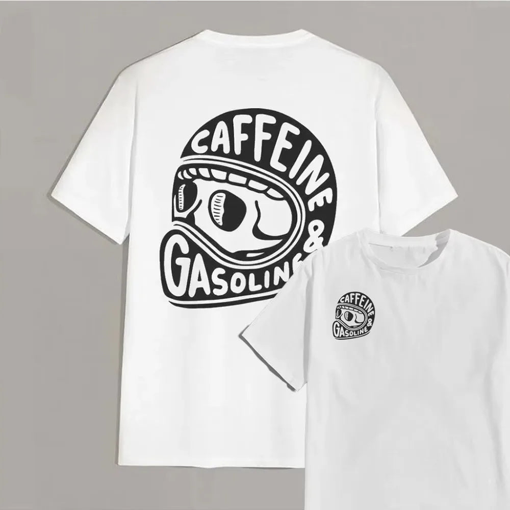 Heren katoenen T-shirt met ronde hals en moderne print