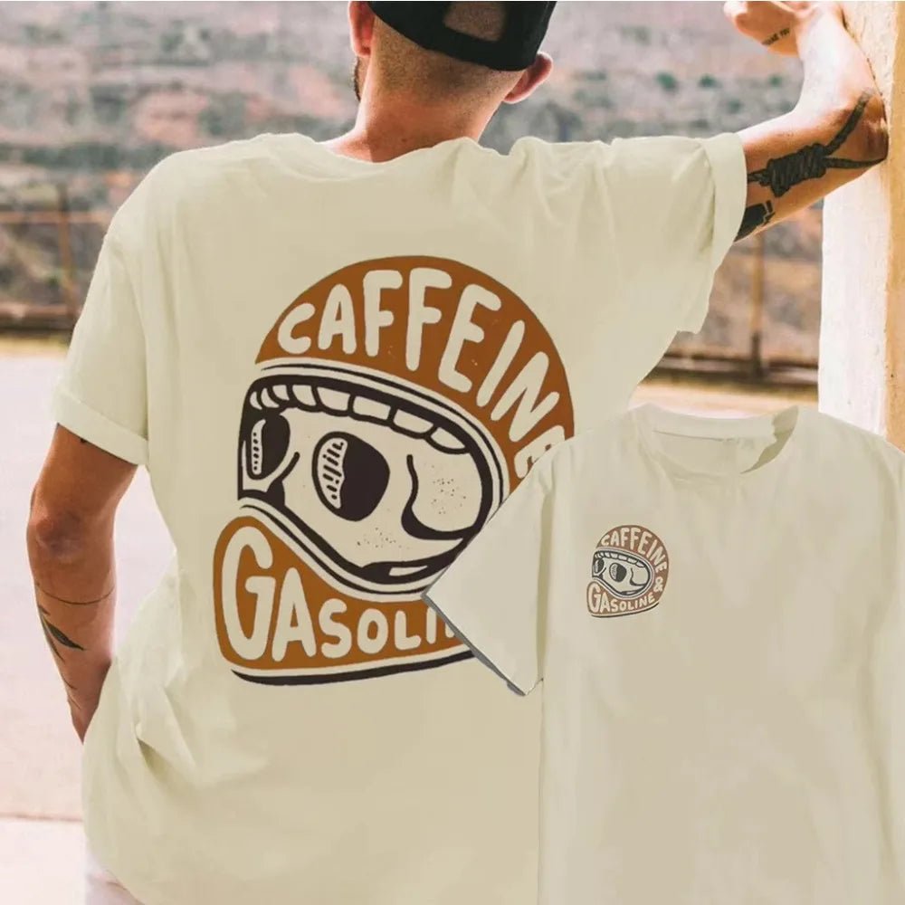 Heren katoenen T-shirt met ronde hals en moderne print