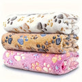 3-delige fleece huisdierdeken set van zacht flanel voor honden en katten met dierenprint