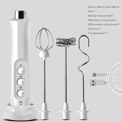3-in-1 Elektrische Melkopschuimer USB Oplaadbaar – Handheld Melkklopper - Spotlights shopping