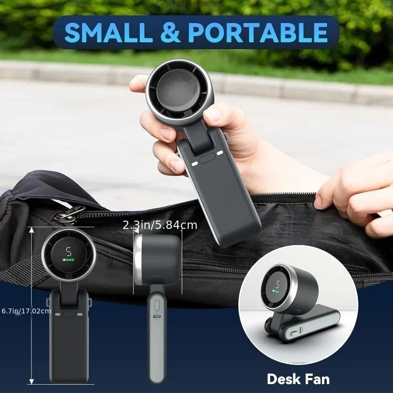 3-in-1 oplaadbare mini ventilator met 3600mAh batterij, USB-opladen en 5 snelheden