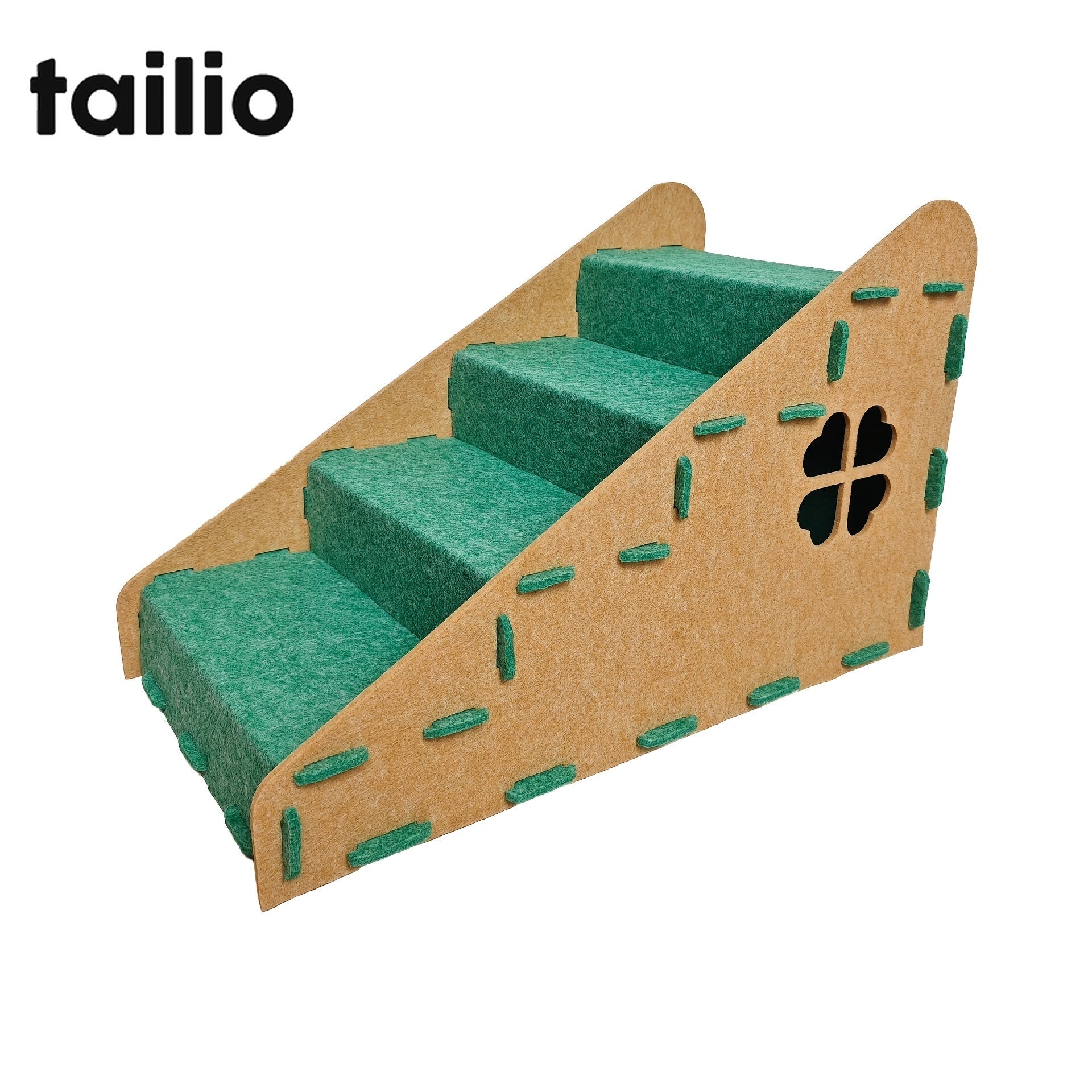 3-in-1 kattentrap met kattenhuis, krabpaal en antislip opstapjes voor binnenkatten bij bed of bank
