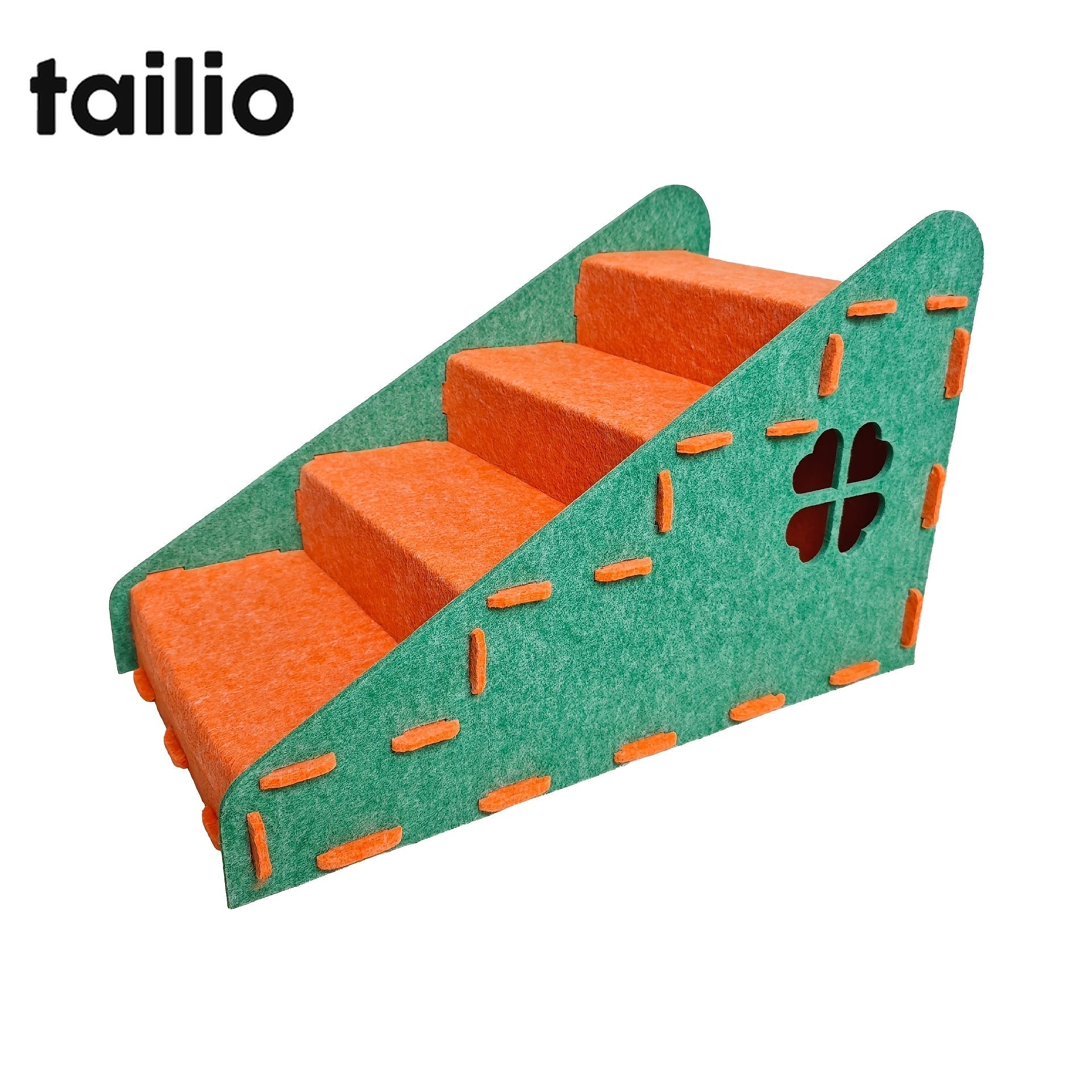 3-in-1 kattentrap met kattenhuis, krabpaal en antislip opstapjes voor binnenkatten bij bed of bank