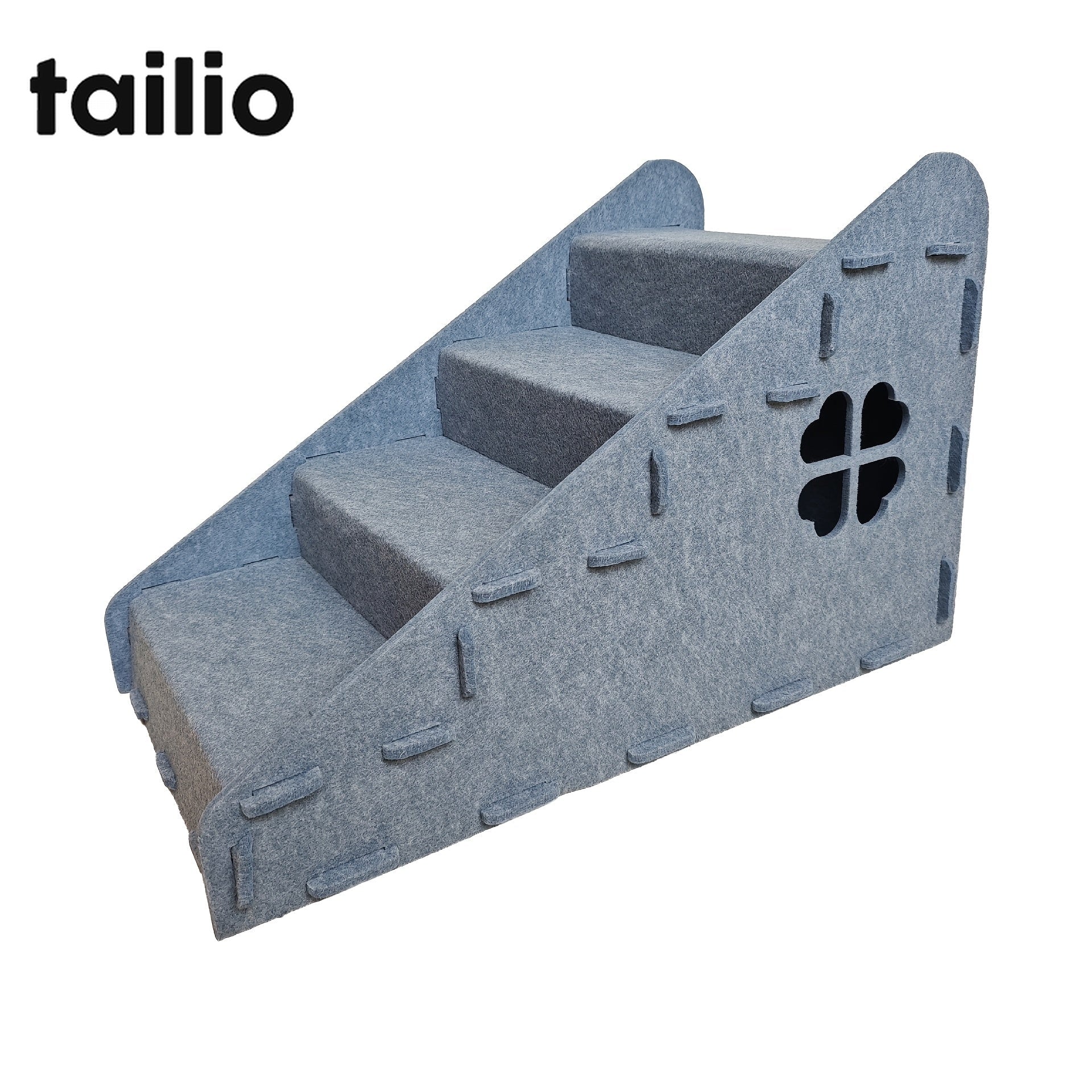 3-in-1 kattentrap met kattenhuis, krabpaal en antislip opstapjes voor binnenkatten bij bed of bank