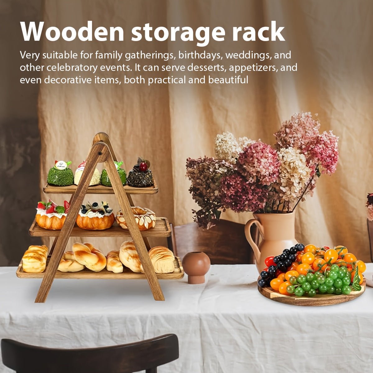 3-Laags Houten Opbergrek – Voor Groente, Voedsel en Keukenaccessoires - Spotlights shopping