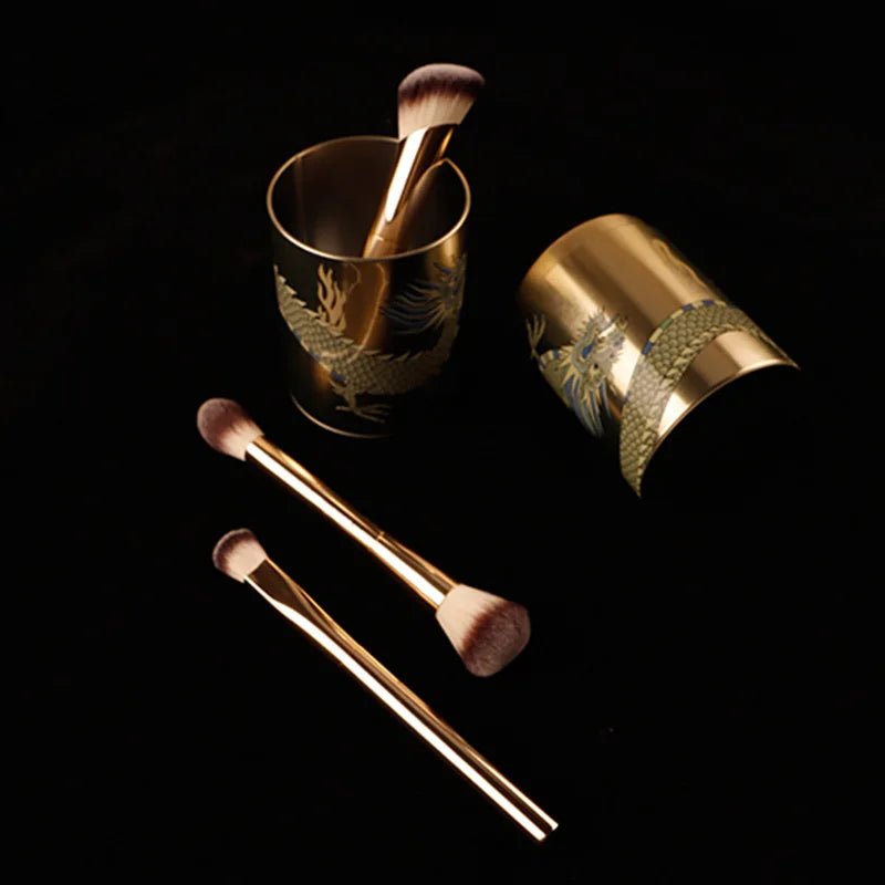 3pcs/set Hourglass Makeup brushes Powder Foundation Blush Concealer Make up brush with Dragon cosmetic bucket Storage box - Spotlights shopping