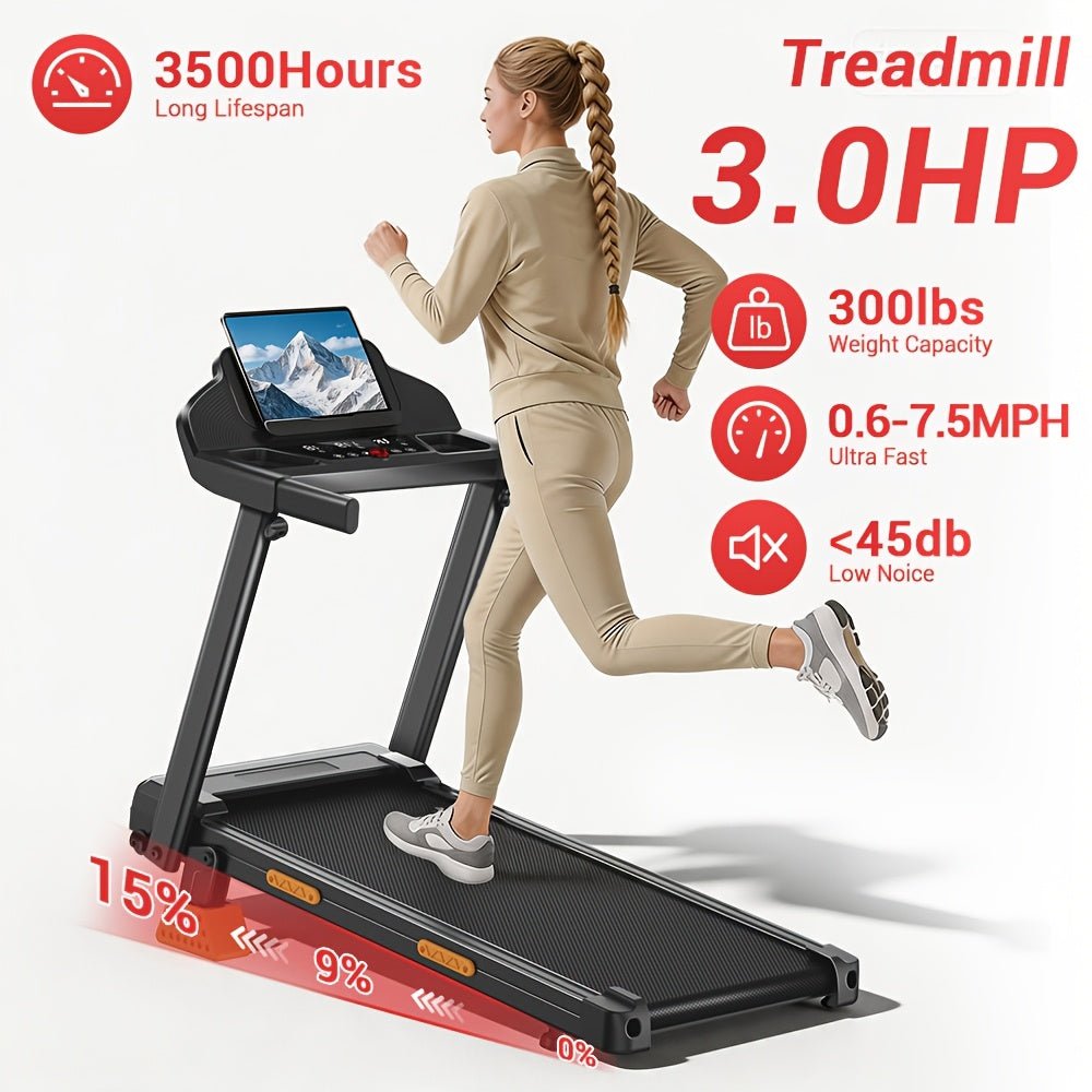 4-in-1 opvouwbare loopband met 15% helling en 3.0 HP motor voor thuisgebruik