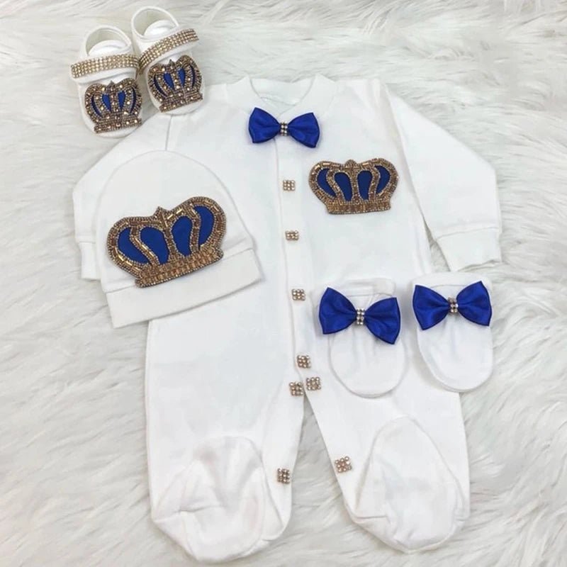 5-delige babykledingset van katoen met romper, broek, shirt en muts voor pasgeboren baby's