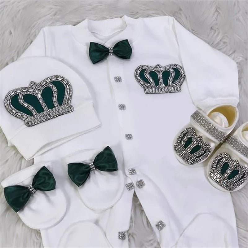5-delige babykledingset van katoen met romper, broek, shirt en muts voor pasgeboren baby's