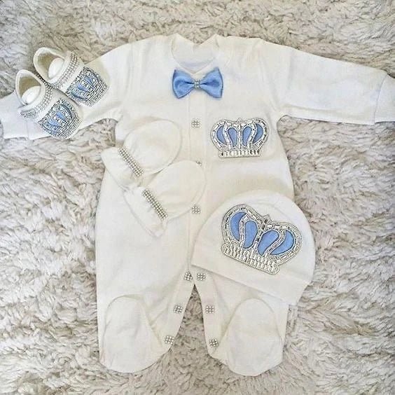5-delige babykledingset van katoen met romper, broek, shirt en muts voor pasgeboren baby's