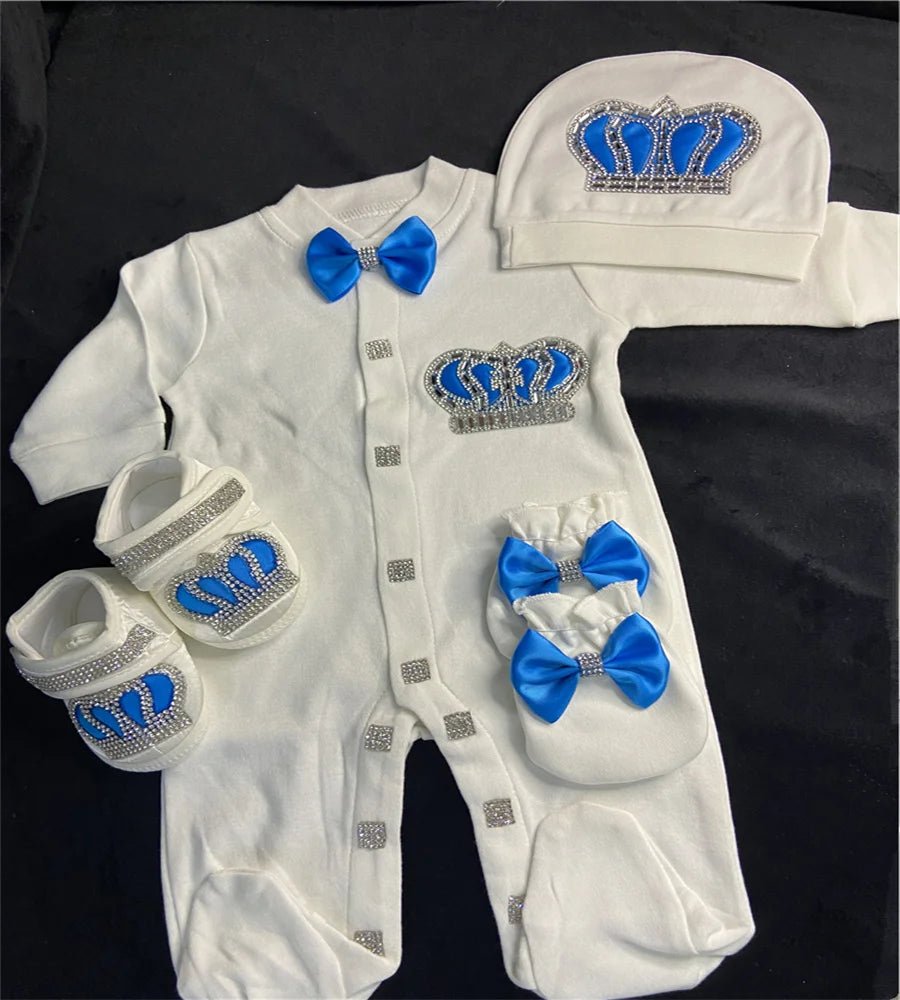 5-delige babykledingset van katoen met romper, broek, shirt en muts voor pasgeboren baby's