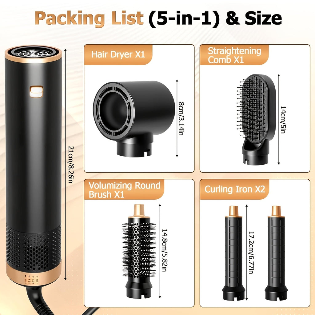 5-in-1 Lucht-haarstyler – 1000 W Föhn, Krultang en Volumizer - Spotlights shopping