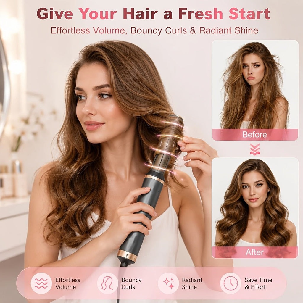 5-in-1 Lucht-haarstyler – 1000 W Föhn, Krultang en Volumizer - Spotlights shopping