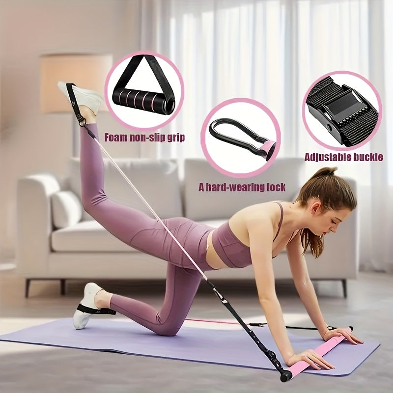 12-delige Pilates Bar Kit met 4 Weerstandsbanden (72.57KG) voor Thuisgym, Yoga, Squats en Volledige Lichaamsvorming - Workout voor Benen, Billen, Taille en Armen