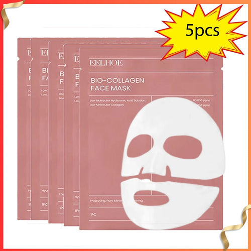 5 Bio-Collagen Hydrogel Gezichtsmaskers met bio-collageen en vitamine C voor intensieve huidverzorging
