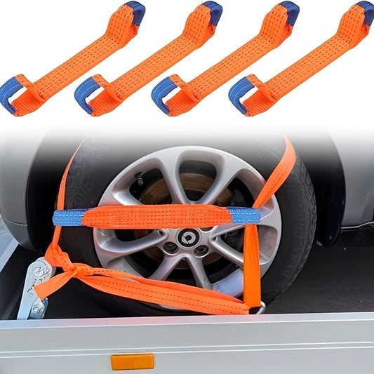 4 Universele Voertuigtransport Spanbanden, 50 mm Breed, Slijtvast, Antislip, Herbruikbare Linnen Spanbanden met Veiligheidsvergrendelingshaken, Geschikt voor Auto's, Aanhangwagens en Dakdragers