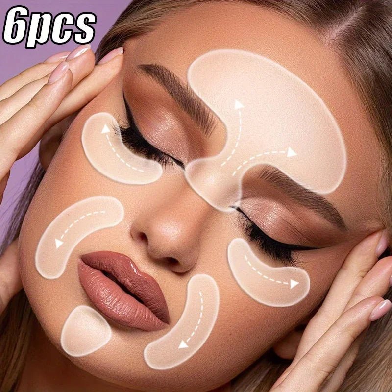 6PCS Reusable Silicone Anti-Wrinkle Pad Face Forehead Neck Hand Care Skin Lifting Tool Sticker Pad Anti-Wrinkle Aging Patch - Spotlights shopping