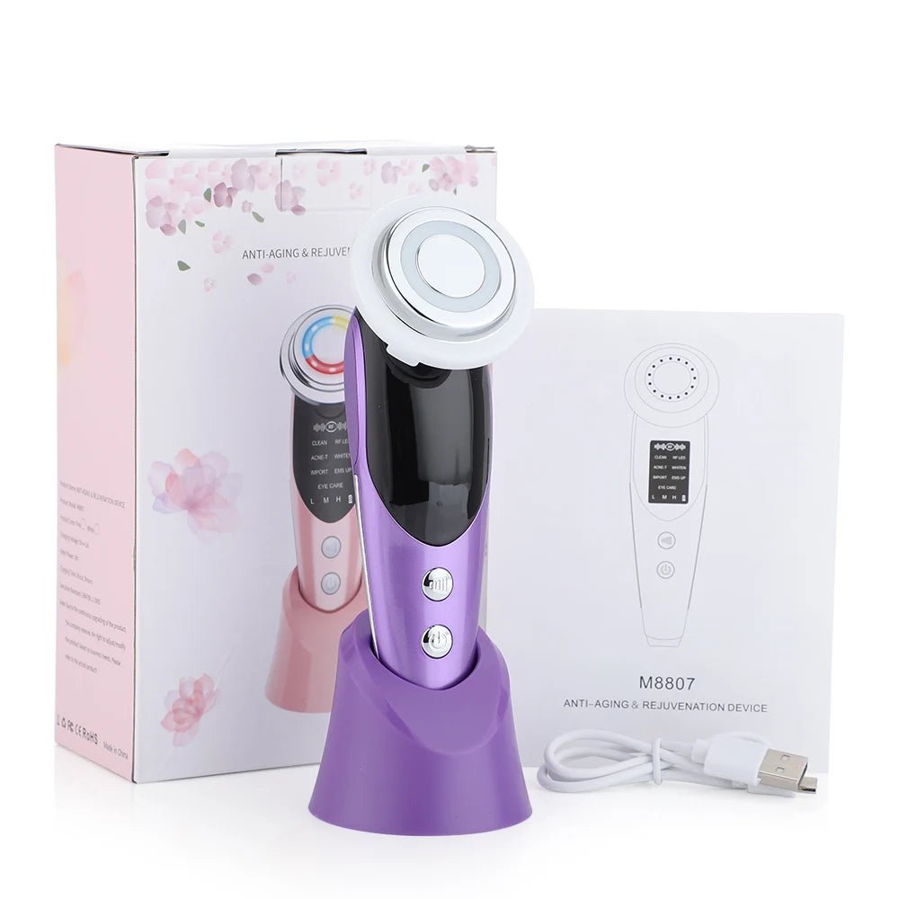 7-in-1 EMS gezichtsmassage apparaat met LED voor verzorging van gezicht en hals