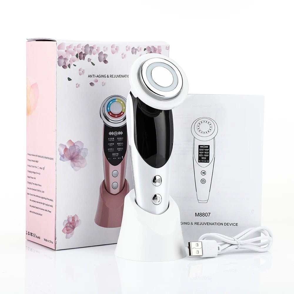 7-in-1 EMS gezichtsmassage apparaat met LED voor verzorging van gezicht en hals