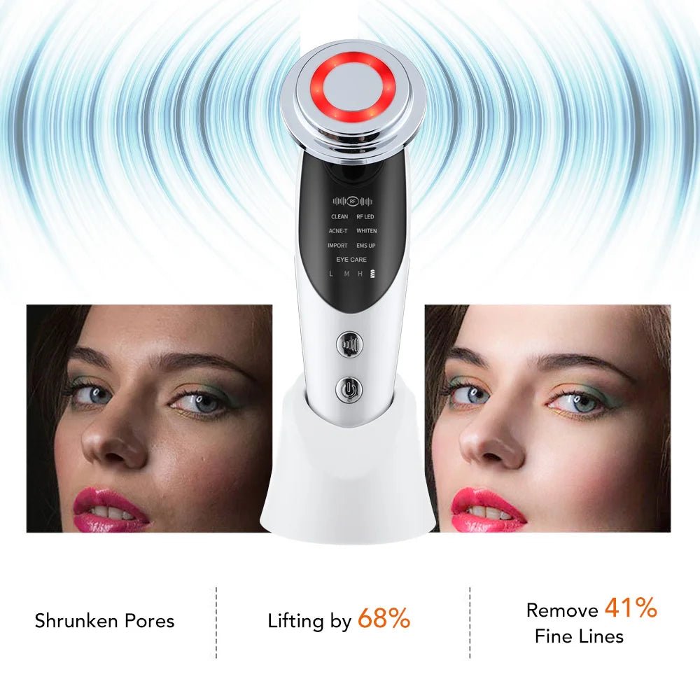 7-in-1 EMS gezichtsmassage apparaat met LED voor verzorging van gezicht en hals
