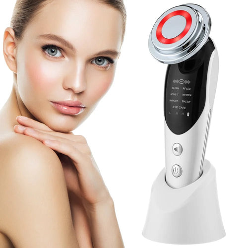7-in-1 EMS gezichtsmassage apparaat met LED voor verzorging van gezicht en hals