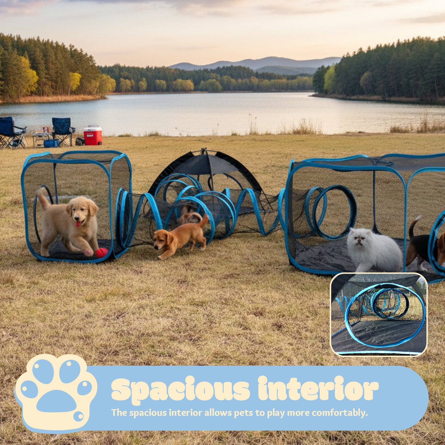Inklapbare trainingsnel voor huisdieren voor katten & honden – Draagbaar behendigheidstunnel speelgoed voor binnen/buiten, opvouwbare speeltunnel voor kleine tot middelgrote huisdieren, duurzaam huisdierenspel voor beweging & verstoppen