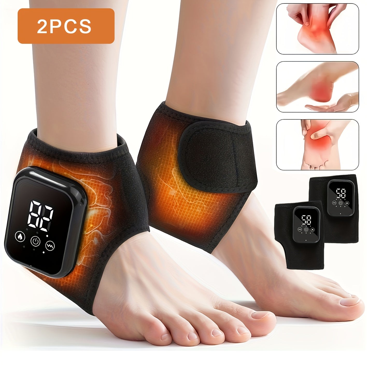 2 Draadloze Voet- en Enkel Massagers, 3 Vibratie Niveaus + 3 Verwarmingsniveaus, LCD Scherm, 2000mAh Grote Lithium Batterij, USB Opladen, Ergonomisch Ontwerp, Slimme Timing, Perfecte Cadeaus voor Ouders, Ouderen, Vrienden, Kantoorpersoneel, Verjaardagen