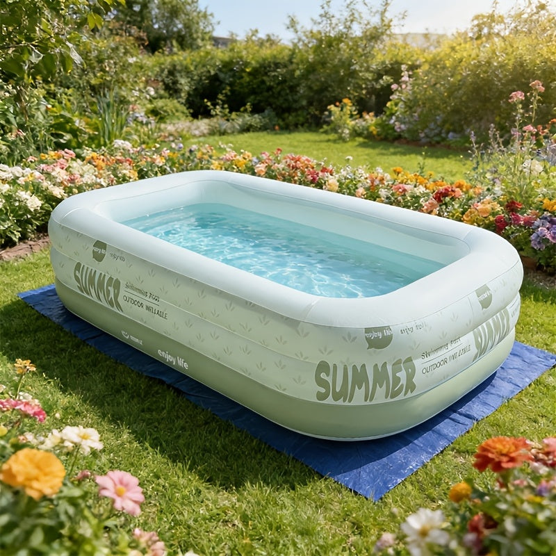 Groot Opblaasbaar Zwembad, Willekeurige Kleur Opblaasbare Zwembad en Mat Set, Geschikt voor Binnenplaats, Tuin, Terras, Balkon Gebruik, Familie Waterspel en Zwemmen, Achtertuin Zwembadfeest, Duurzaam PVC Materiaal, Opvouwbare Opslag, Handig om Mee te Nem