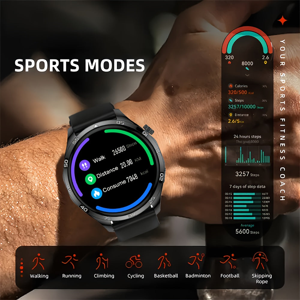 Nieuwe Smartwatch voor Mannen en Vrouwen | Valentijnsdag Cadeau - Draadloos Bellen/WhatsApp/Meerdere Sportmodi/Camera Bediening/Fitness Tracker, Compatibel met iPhone en Android, USB Opladen, Siliconen Band, Slimme Connectiviteit, Modern Design, Duidelij