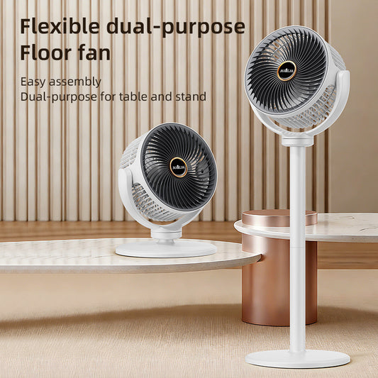 All-In-One Verstelbare Vloerventilator | 5 Windsnelheden, Intrekbaar Opvouwbaar Ontwerp | Stille Werking, USB-Oplaadpoort, 360-Graden Aanpassing, Drie-Ventilator Ontwerp, Hoge Power, Grote Capaciteit Batterij, Goede Partner voor Thuis, Slaapkamer, Woonka