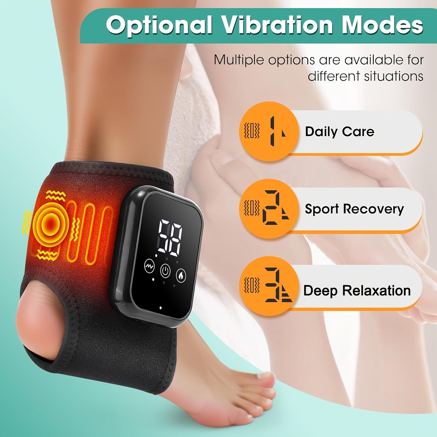 2 Draadloze Voet- en Enkel Massagers, 3 Vibratie Niveaus + 3 Verwarmingsniveaus, LCD Scherm, 2000mAh Grote Lithium Batterij, USB Opladen, Ergonomisch Ontwerp, Slimme Timing, Perfecte Cadeaus voor Ouders, Ouderen, Vrienden, Kantoorpersoneel, Verjaardagen