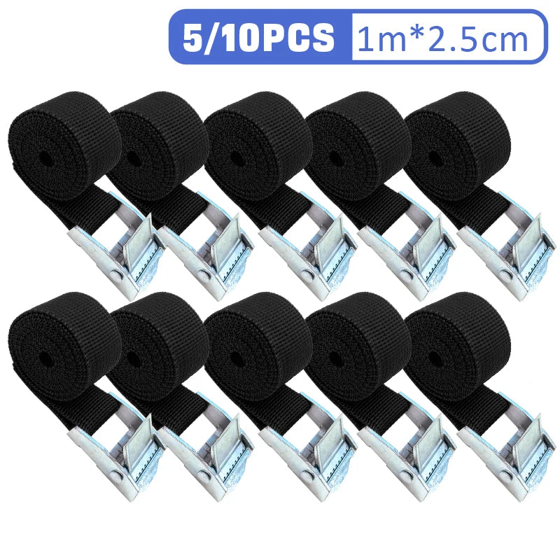 5/10 pcs 1M Buckle Tie-Down Belt Cargo Straps For Car Motorcycle Bike With Metal Buckle Tow Rope Strong Ratchet Belt for Luggage