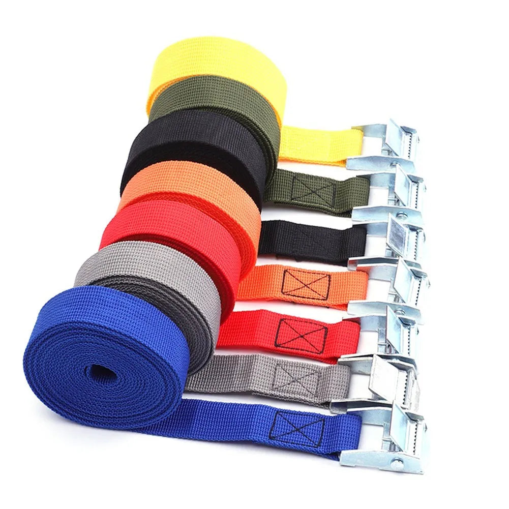 1M Lashing Strap W/ Buckle Nylon Quick Release Cargo Tie Down Luggage Bag Packing Straps Tied With Zinc Alloy Buckle Hooks
