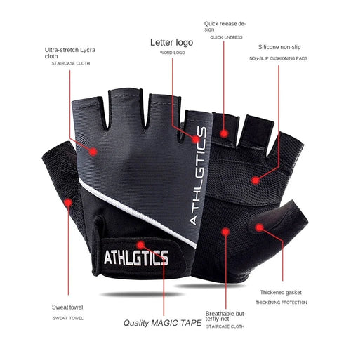 Ademende vingerloze fitness handschoenen voor krachttraining, fitness en wielrennen