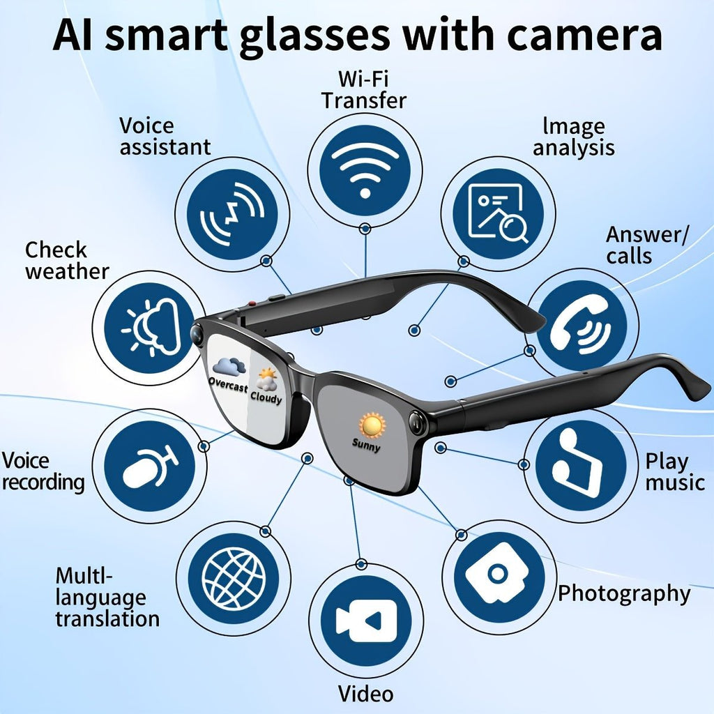 AI Slimme Bril – 8 MP Camera, Draadloos Bellen en Vertaalfunctie - Spotlights shopping