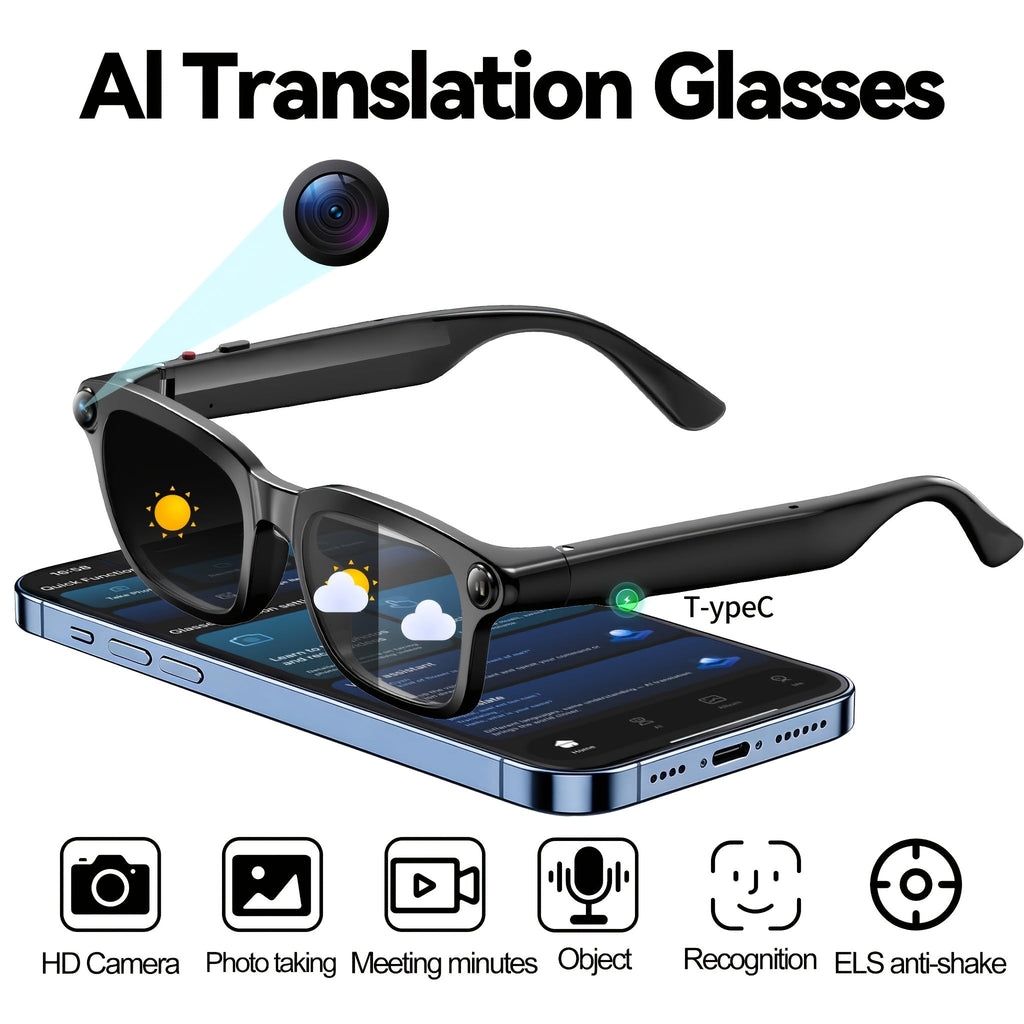 AI Slimme Bril – 8 MP Camera, Draadloos Bellen en Vertaalfunctie - Spotlights shopping