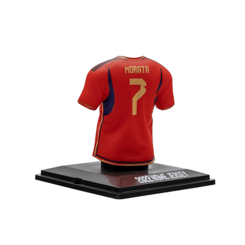 MyJersey Spanje Álvaro Morata 2022 officieel voetbalverzamelobject in transparante displaycase